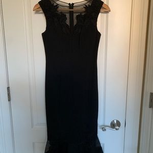 Aidan Mattox black midi dress